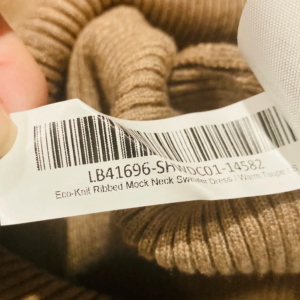NWT Quince EcoKnit Ribbed Mick Neck Midi sweater dress in warm taupe colorway S - Picture 9 of 9